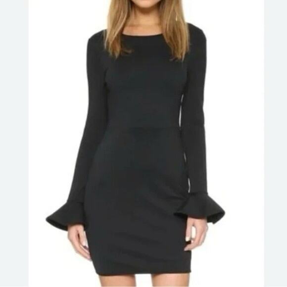 BLACK HALO NWT Hampton Mini Dress Black Size 2 Bell sleeve $415 - Picture 3 of 11